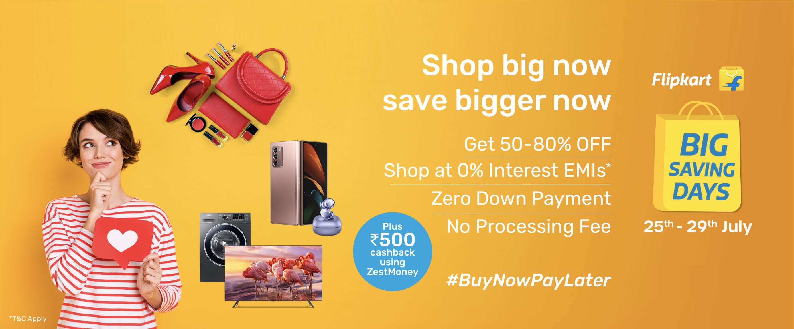 Flipkart big savings days cashback offer zestmoney
